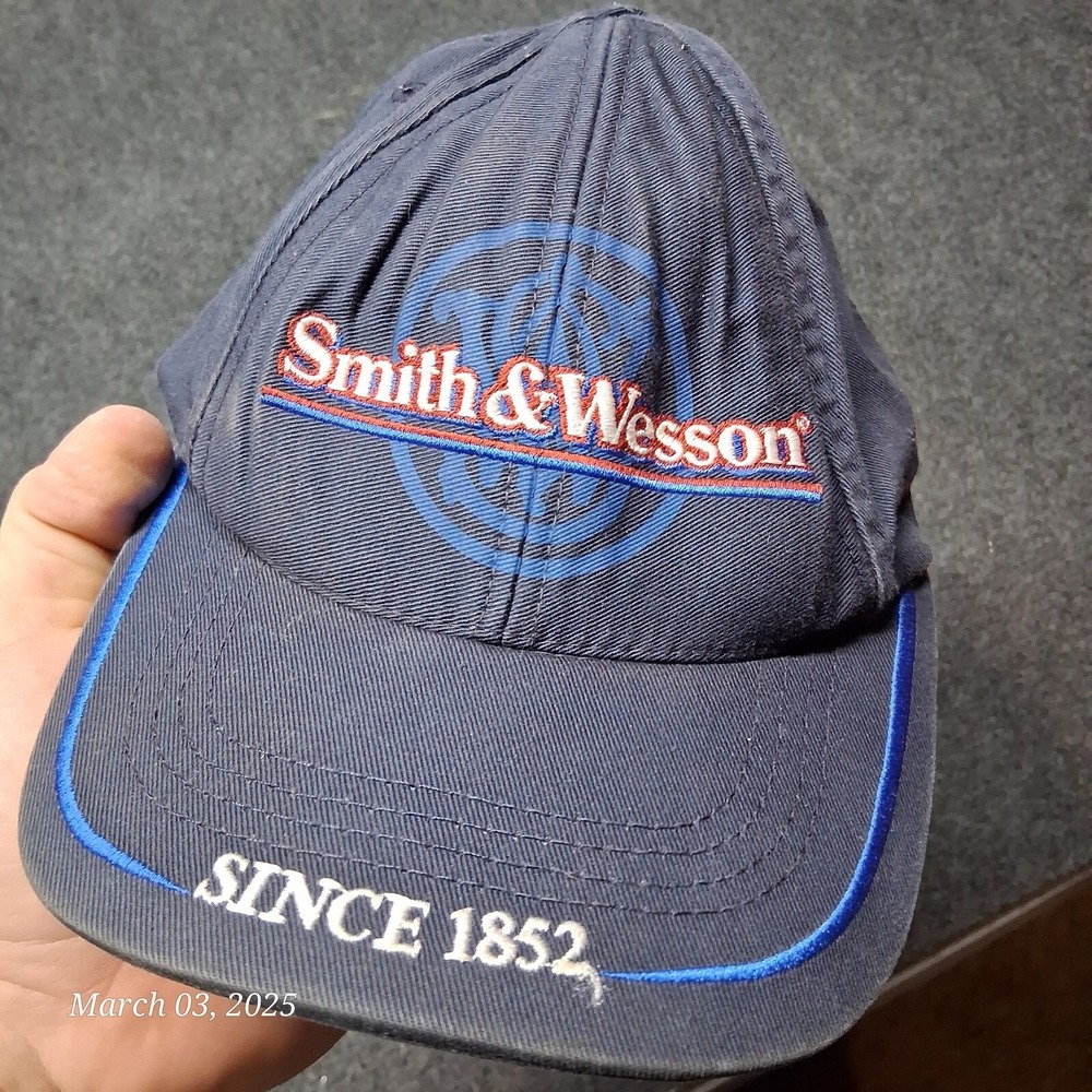 Vintage Smith & Wesson Hat‎ Blue Embroidered Strap Back Made in USA